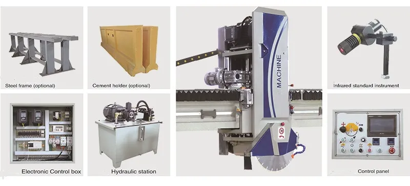 Components of Automatic marble granite Bridge Saw cutting machine