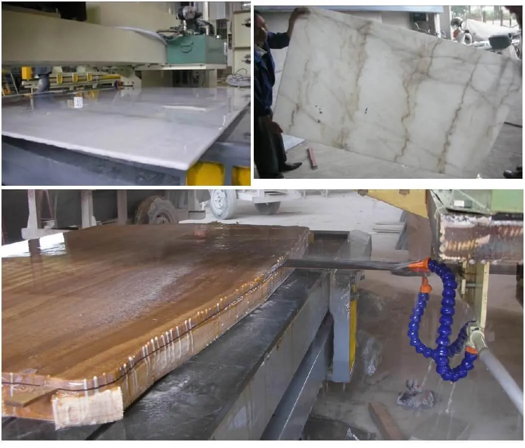 Band Saw Machine Cutting Marble Slabs
